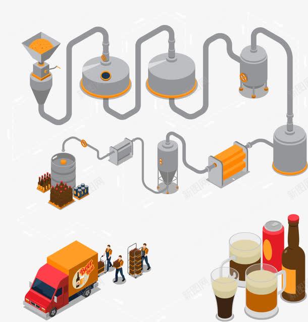 工廠生產(chǎn)飲料矢量圖 免摳PNG素材在電商與網(wǎng)頁設(shè)計中的創(chuàng)意應用